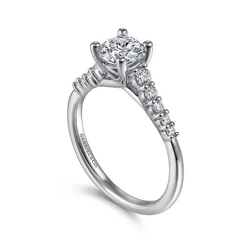 Rings GABRIEL CO Reed 14K White Gold Round Diamond Engagement Ring Setting Only