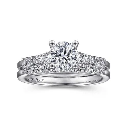 Rings GABRIEL CO Reed 14K White Gold Round Diamond Engagement Ring Setting Only