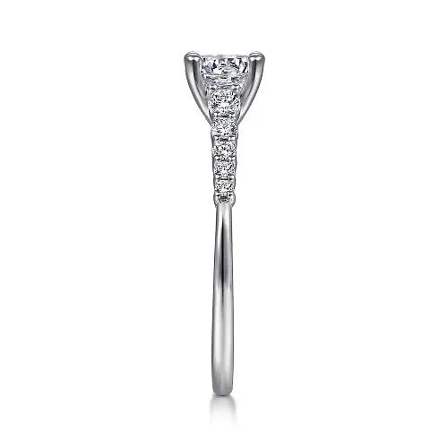 Rings GABRIEL CO Reed 14K White Gold Round Diamond Engagement Ring Setting Only