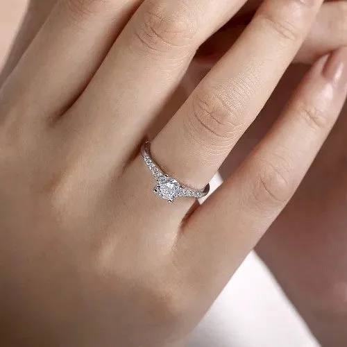 Rings GABRIEL CO Reed 14K White Gold Round Diamond Engagement Ring Setting Only