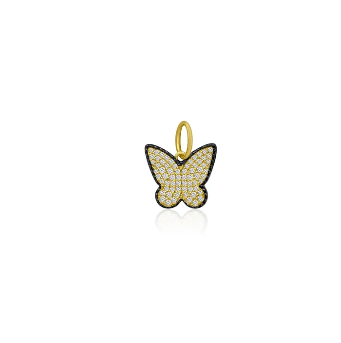 Rings NicoleHD Jewelry Black Diamond Edged Pav Diamond Butterfly Charm