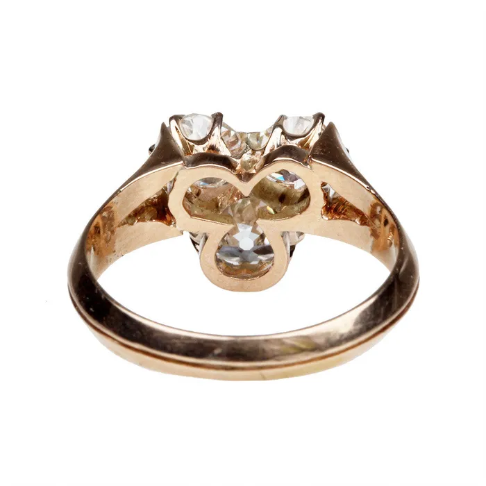 Rings Victorian Trefoil Diamond Ring Bell Bird Antiques