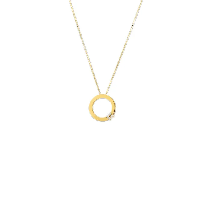 ROBERTO COIN Roberto Coin Circle of Life Pendant with Diamond Flower Necklaces ROBERTO COIN Roberto Coin Circle of Life Pendant with Diamond Flower Necklaces