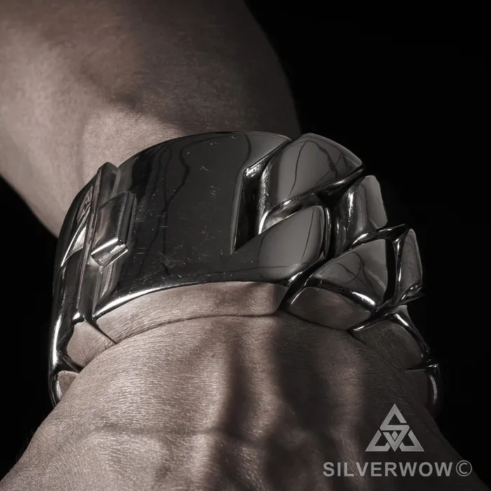 silverwow Bracelets 1KG Mens 45mm The Worlds Heaviest Bracelet