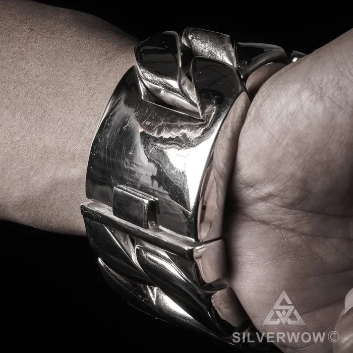 silverwow Bracelets 1KG Mens 45mm The Worlds Heaviest Bracelet silverwow Bracelets 1KG Mens 45mm The Worlds Heaviest Bracelet