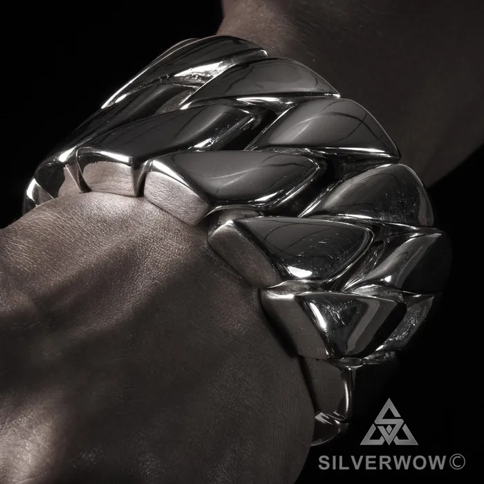 silverwow Bracelets 1KG Mens 45mm The Worlds Heaviest Bracelet silverwow Bracelets 1KG Mens 45mm The Worlds Heaviest Bracelet