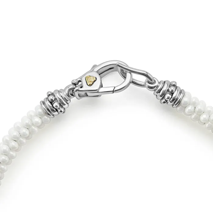 White Caviar Five Gold Station Ceramic Bracelet 5mm LAGOS Bracelets