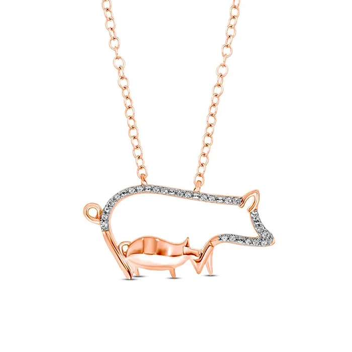 005 CT TW Natural Diamond Motherly Love Pigs Pendant in Sterling Silver with 14K Rose Gold Plate Goldia Necklaces 005 CT TW Natural Diamond Motherly Love Pigs Pendant in Sterling Silver with 14K Rose Gold Plate Goldia Necklaces