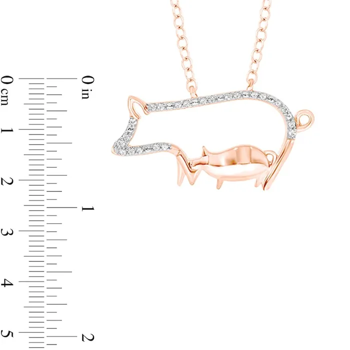 005 CT TW Natural Diamond Motherly Love Pigs Pendant in Sterling Silver with 14K Rose Gold Plate Goldia Necklaces 005 CT TW Natural Diamond Motherly Love Pigs Pendant in Sterling Silver with 14K Rose Gold Plate Goldia Necklaces