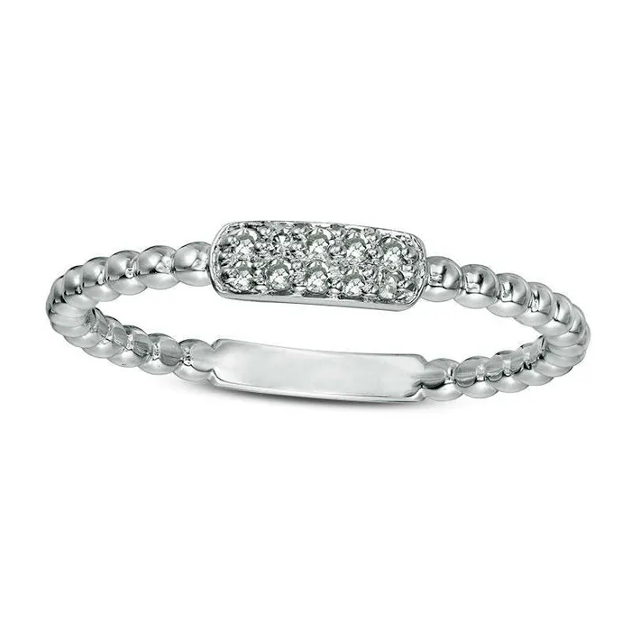 007 CT TW Composite Natural Diamond Rectangle Beaded Stackable Band in Solid 10K White Gold Goldia Rings 007 CT TW Composite Natural Diamond Rectangle Beaded Stackable Band in Solid 10K White Gold Goldia Rings