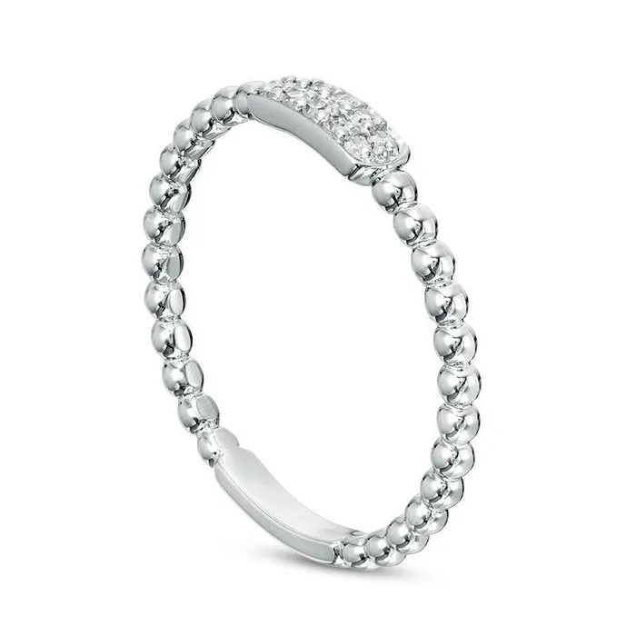 007 CT TW Composite Natural Diamond Rectangle Beaded Stackable Band in Solid 10K White Gold Goldia Rings 007 CT TW Composite Natural Diamond Rectangle Beaded Stackable Band in Solid 10K White Gold Goldia Rings