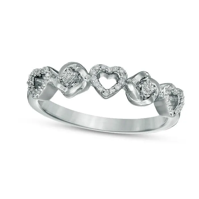 007 CT TW Natural Diamond Alternating Love Knot and Hearts Ring in Sterling Silver Goldia Rings 007 CT TW Natural Diamond Alternating Love Knot and Hearts Ring in Sterling Silver Goldia Rings