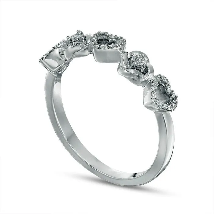 007 CT TW Natural Diamond Alternating Love Knot and Hearts Ring in Sterling Silver Goldia Rings 007 CT TW Natural Diamond Alternating Love Knot and Hearts Ring in Sterling Silver Goldia Rings