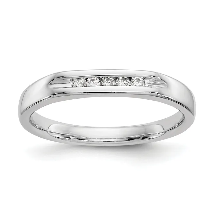 009ct CZ Solid Real 14K White Gold 5Stone Channel Wedding Band Ring Goldia Rings 009ct CZ Solid Real 14K White Gold 5Stone Channel Wedding Band Ring Goldia Rings