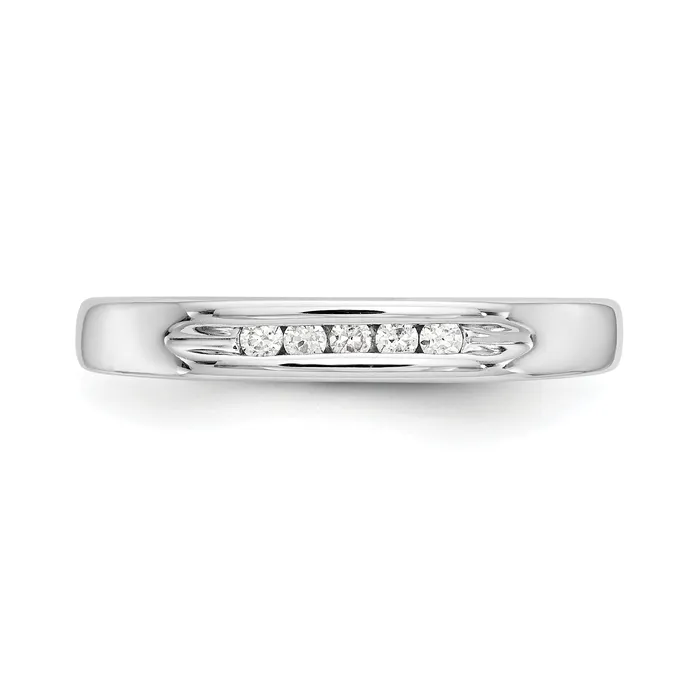 009ct CZ Solid Real 14K White Gold 5Stone Channel Wedding Band Ring Goldia Rings