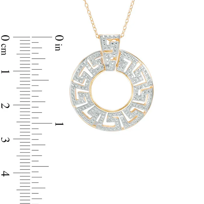 01 CT TW Natural Diamond Greek Key Circle Pendant in Sterling Silver and 18K Gold Plate Goldia Necklaces 01 CT TW Natural Diamond Greek Key Circle Pendant in Sterling Silver and 18K Gold Plate Goldia Necklaces