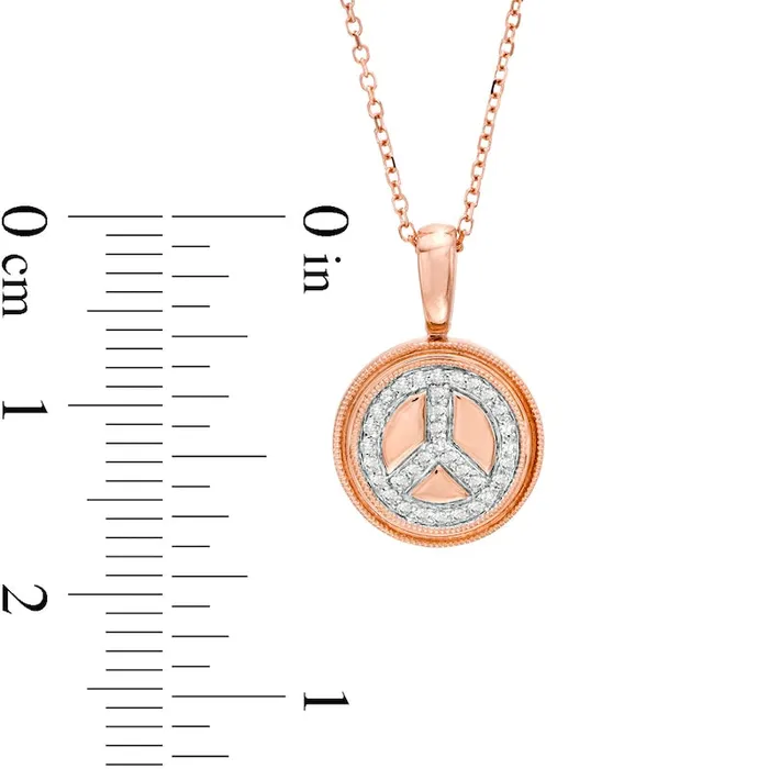 01 CT TW Natural Diamond Peace Sign Beaded Frame Disc Pendant in 14K Rose Gold Goldia Necklaces 01 CT TW Natural Diamond Peace Sign Beaded Frame Disc Pendant in 14K Rose Gold Goldia Necklaces