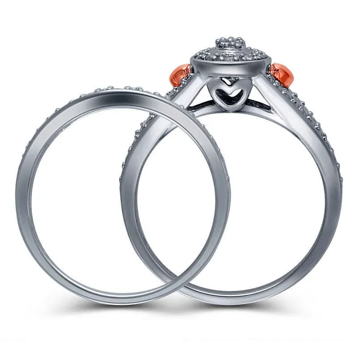 010 CT TW Composite Natural Diamond Pear Frame with Side Hearts Bridal Engagement Ring Set in Sterling Silver and Solid 14K Rose Gold Goldia Rings 010 CT TW Composite Natural Diamond Pear Frame with Side Hearts Bridal Engagement Ring Set in Sterling Silver and Solid 14K Rose Gold Goldia Rings