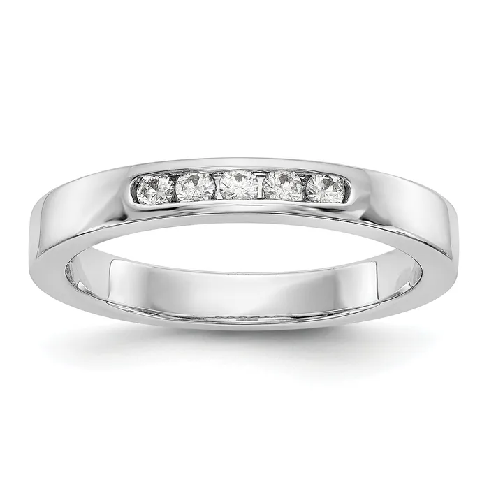014ct CZ Solid Real 14K White Gold 519mm Stone Channel Wedding Band Ring Goldia Rings 014ct CZ Solid Real 14K White Gold 519mm Stone Channel Wedding Band Ring Goldia Rings