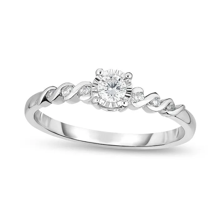 017 CT TW Natural Diamond Twist Promise Ring in Solid 10K White Gold Goldia Rings 017 CT TW Natural Diamond Twist Promise Ring in Solid 10K White Gold Goldia Rings