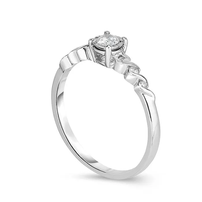 017 CT TW Natural Diamond Twist Promise Ring in Solid 10K White Gold Goldia Rings 017 CT TW Natural Diamond Twist Promise Ring in Solid 10K White Gold Goldia Rings