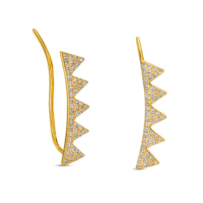 02 CT TW Diamond Pyramid Crawler Earrings in 10K Gold Goldia Earrings