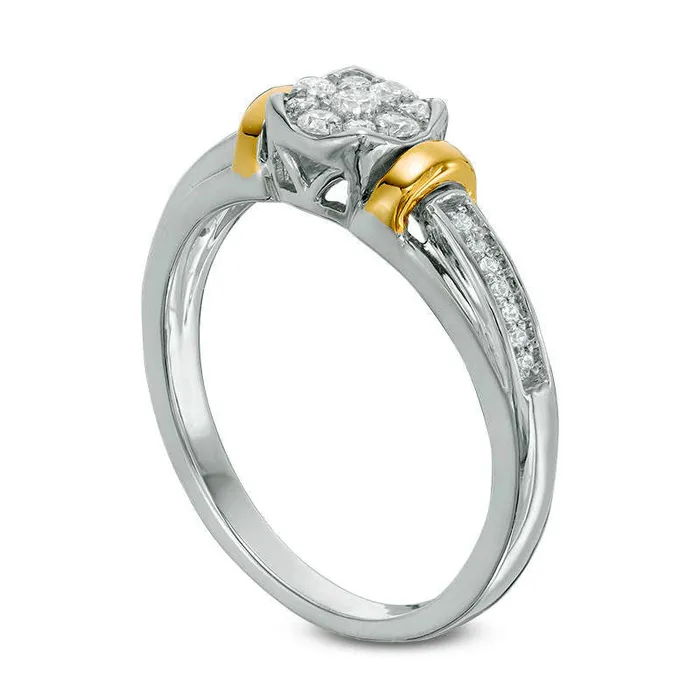 020 CT TW Composite Natural Diamond Collar Promise Ring in Sterling Silver and Solid 10K Yellow Gold Goldia Rings 020 CT TW Composite Natural Diamond Collar Promise Ring in Sterling Silver and Solid 10K Yellow Gold Goldia Rings