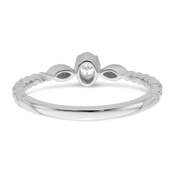 024ct CZ Solid Real 14k White Polish Scalloped Wedding Band Ring Petite Oval Complete Dia Ring Goldia Rings