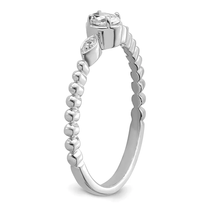 024ct CZ Solid Real 14k White Polish Scalloped Wedding Band Ring Petite Oval Complete Dia Ring Goldia Rings
