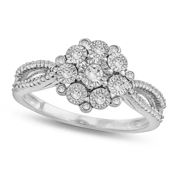 025 CT TW Composite Natural Diamond Open Shank Ring in Sterling Silver Goldia Rings 025 CT TW Composite Natural Diamond Open Shank Ring in Sterling Silver Goldia Rings