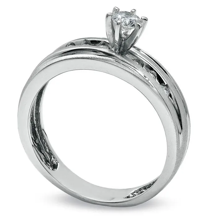 025 CT TW Natural Diamond Engagement Ring in Solid 14K White Gold Goldia Rings 025 CT TW Natural Diamond Engagement Ring in Solid 14K White Gold Goldia Rings