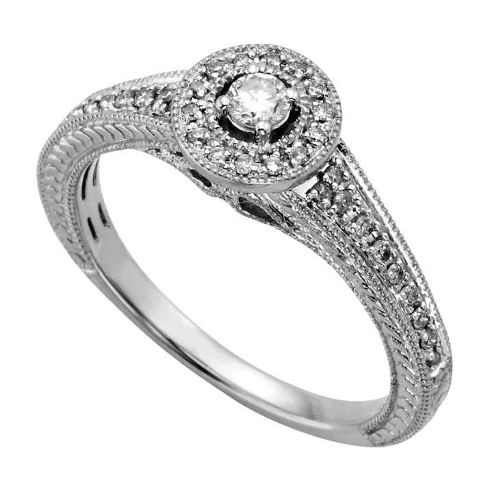 025 CT TW Natural Diamond Frame Antique VintageStyle Promise Ring in Solid 10K White Gold Goldia Rings 025 CT TW Natural Diamond Frame Antique VintageStyle Promise Ring in Solid 10K White Gold Goldia Rings