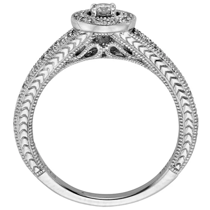 025 CT TW Natural Diamond Frame Antique VintageStyle Promise Ring in Solid 10K White Gold Goldia Rings 025 CT TW Natural Diamond Frame Antique VintageStyle Promise Ring in Solid 10K White Gold Goldia Rings