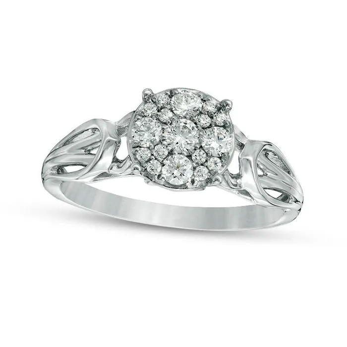 033 CT TW Composite Natural Diamond Loop Shank Engagement Ring in Solid 10K White Gold Goldia Rings 033 CT TW Composite Natural Diamond Loop Shank Engagement Ring in Solid 10K White Gold Goldia Rings