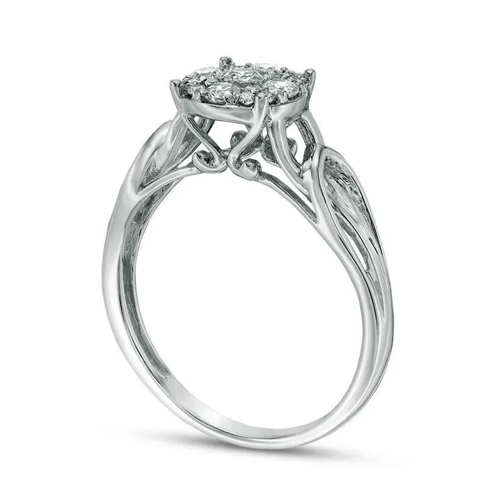 033 CT TW Composite Natural Diamond Loop Shank Engagement Ring in Solid 10K White Gold Goldia Rings 033 CT TW Composite Natural Diamond Loop Shank Engagement Ring in Solid 10K White Gold Goldia Rings