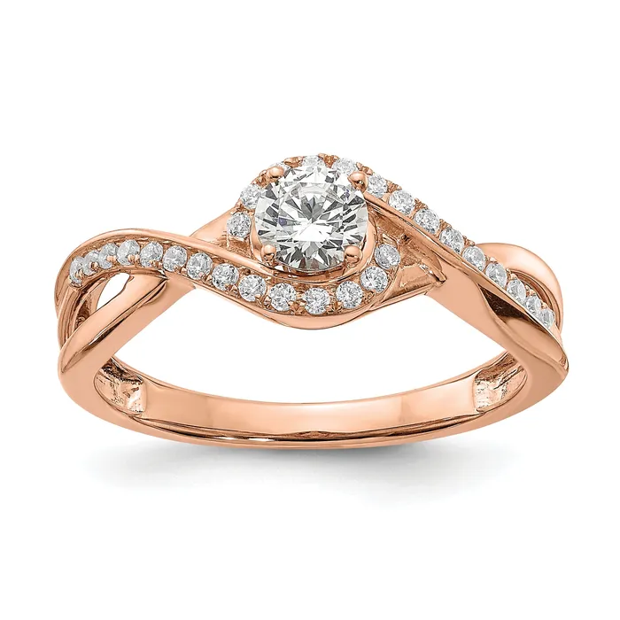033ct CZ Solid Real 14k Rose Gold Engagement Ring Goldia Rings