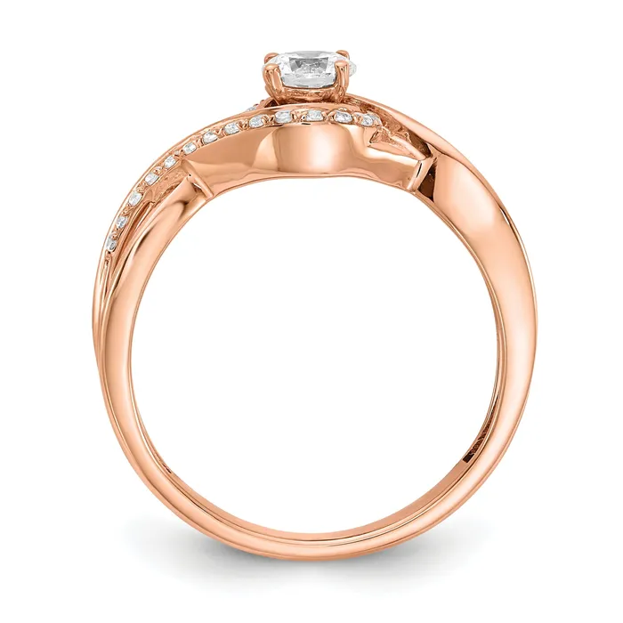 033ct CZ Solid Real 14k Rose Gold Engagement Ring Goldia Rings