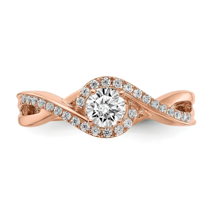 033ct CZ Solid Real 14k Rose Gold Engagement Ring Goldia Rings