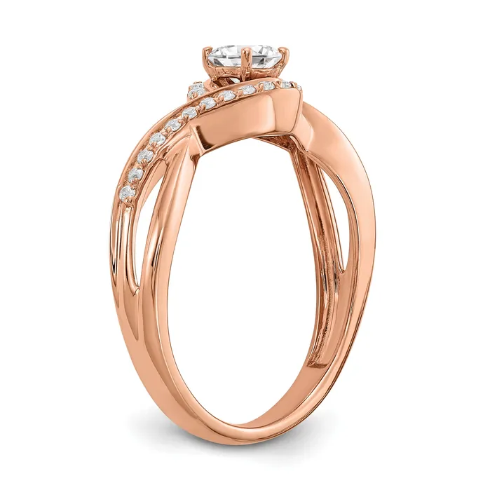 033ct CZ Solid Real 14k Rose Gold Engagement Ring Goldia Rings
