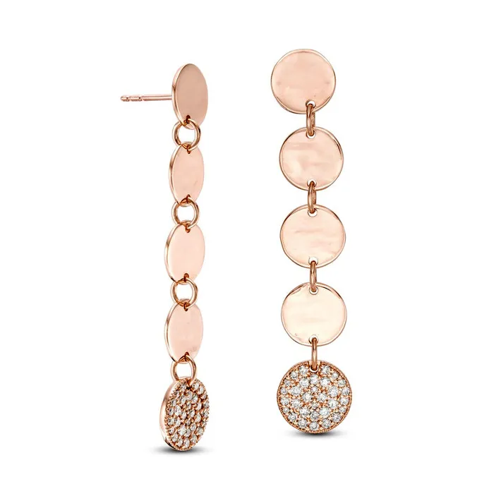 038 CT TW Diamond Disc Dangle Drop Earrings in 10K Rose Gold Goldia Earrings 038 CT TW Diamond Disc Dangle Drop Earrings in 10K Rose Gold Goldia Earrings