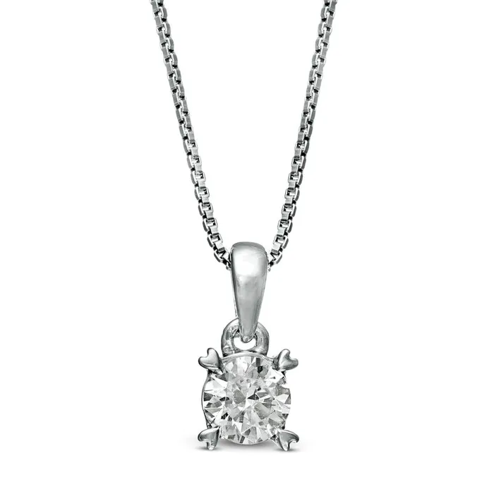 038 CT TW Natural Clarity Enhanced Solitaire Heart Prongs Pendant in 10K White Gold Goldia Necklaces 038 CT TW Natural Clarity Enhanced Solitaire Heart Prongs Pendant in 10K White Gold Goldia Necklaces