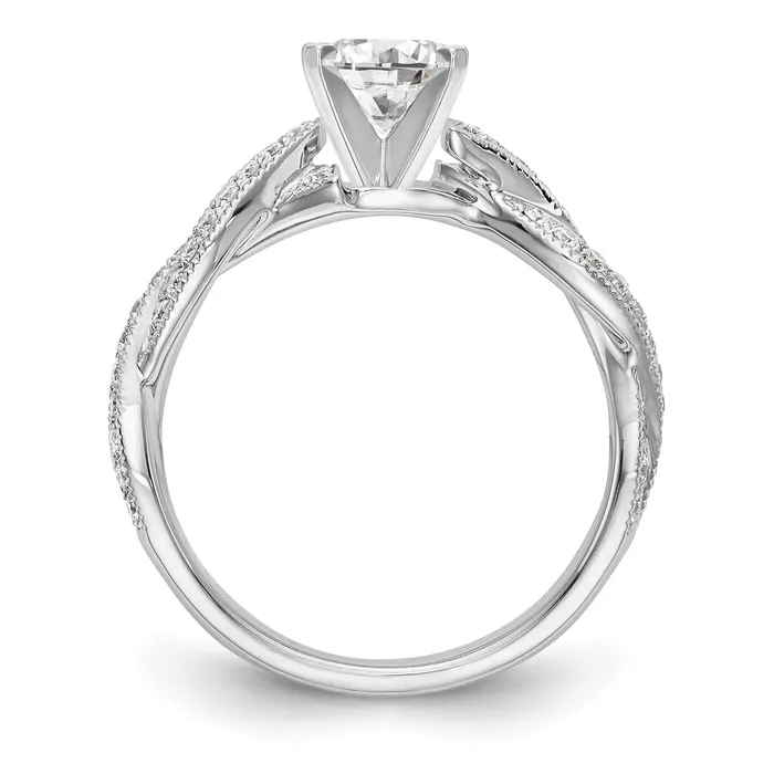 040ct CZ Solid Real 14k White Gold Peg Set CrissCross Engagement Ring Goldia Rings
