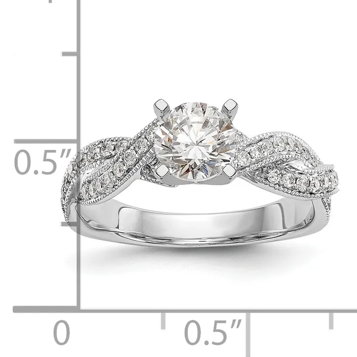 040ct CZ Solid Real 14k White Gold Peg Set CrissCross Engagement Ring Goldia Rings