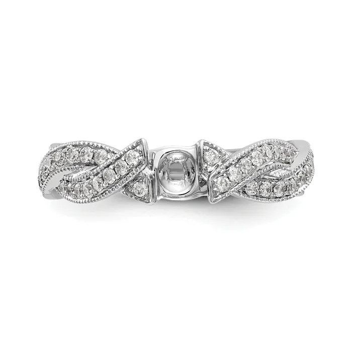 040ct CZ Solid Real 14k White Gold Peg Set CrissCross Engagement Ring Goldia Rings