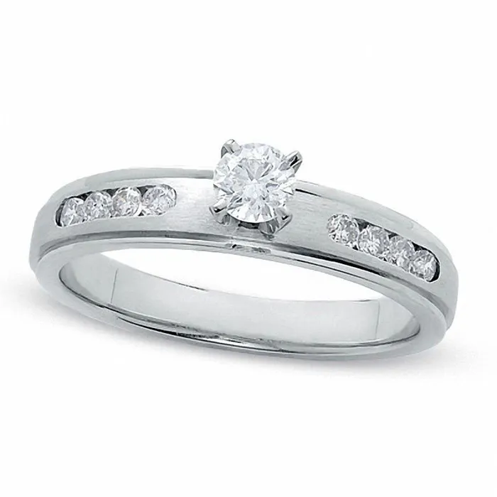 050 CT TW Natural Diamond Engagement Ring in Solid 14K White Gold Goldia Rings 050 CT TW Natural Diamond Engagement Ring in Solid 14K White Gold Goldia Rings