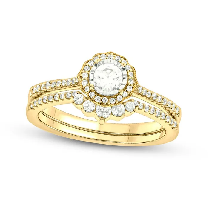 050 CT TW Natural Diamond Frame Antique VintageStyle Flower Bridal Engagement Ring Set in Solid 10K Yellow Gold II2 Goldia Rings 050 CT TW Natural Diamond Frame Antique VintageStyle Flower Bridal Engagement Ring Set in Solid 10K Yellow Gold II2 Goldia Rings