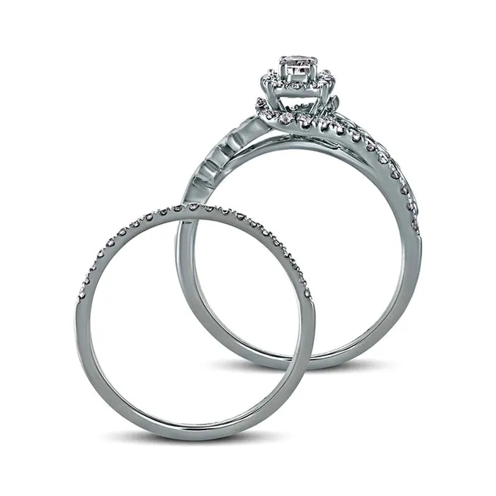 063 CT TW Oval Natural Diamond Frame Filigree Bypass Bridal Engagement Ring Set in Solid 10K White Gold Goldia Rings 063 CT TW Oval Natural Diamond Frame Filigree Bypass Bridal Engagement Ring Set in Solid 10K White Gold Goldia Rings