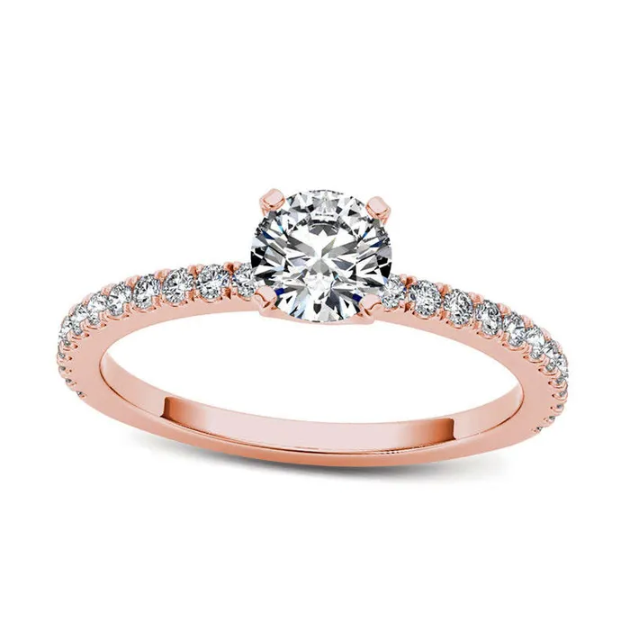 075 CT TW Natural Diamond Engagement Ring in Solid 14K Rose Gold Goldia Rings 075 CT TW Natural Diamond Engagement Ring in Solid 14K Rose Gold Goldia Rings