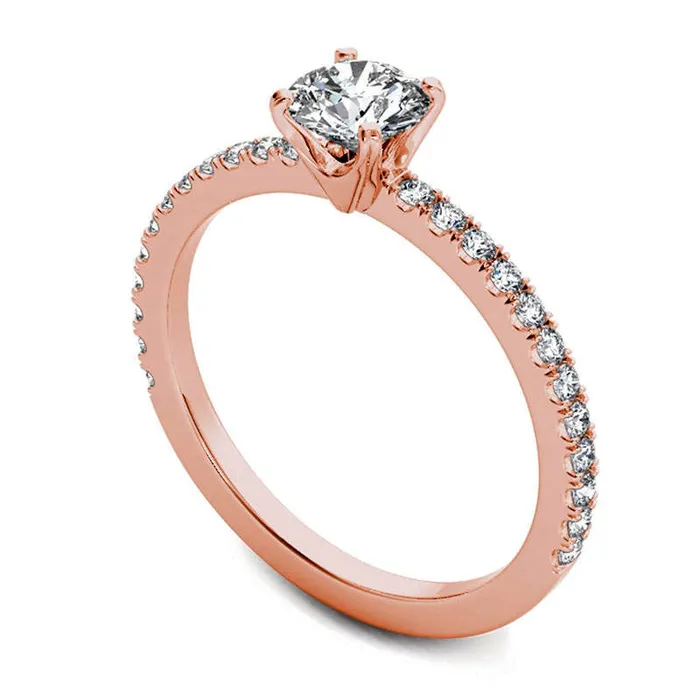 075 CT TW Natural Diamond Engagement Ring in Solid 14K Rose Gold Goldia Rings 075 CT TW Natural Diamond Engagement Ring in Solid 14K Rose Gold Goldia Rings