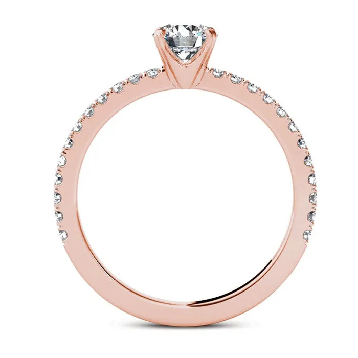 075 CT TW Natural Diamond Engagement Ring in Solid 14K Rose Gold Goldia Rings 075 CT TW Natural Diamond Engagement Ring in Solid 14K Rose Gold Goldia Rings